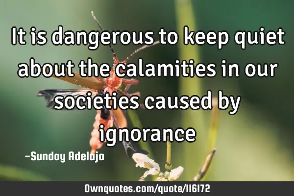 It is dangerous to keep quiet about the calamities in our societies caused by