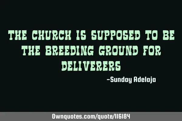 The church is supposed to be the breeding ground for