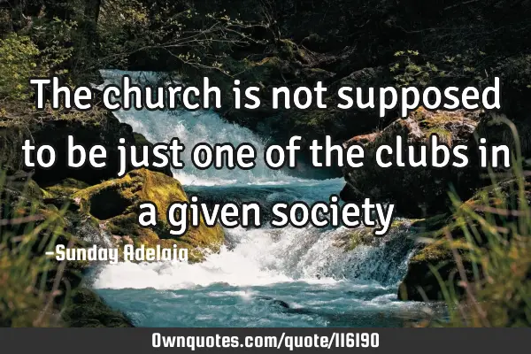 The church is not supposed to be just one of the clubs in a given