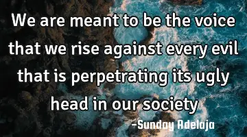 We are meant to be the voice that we rise against every evil that is perpetrating its ugly head in