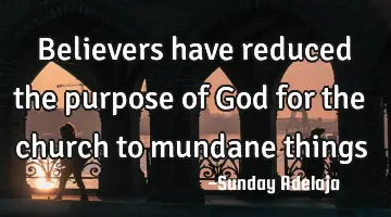 Believers have reduced the purpose of God for the church to mundane things