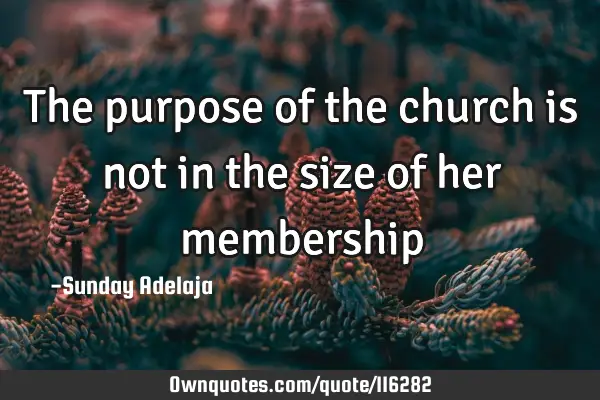 The purpose of the church is not in the size of her