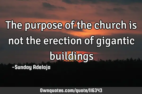 The purpose of the church is not the erection of gigantic