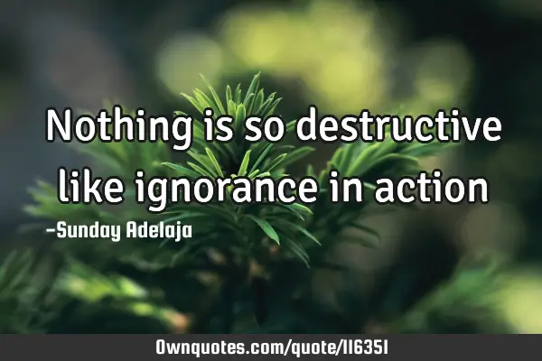 Nothing is so destructive like ignorance in