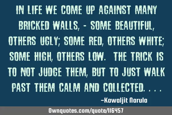 In life we come up against many bricked walls, - some beautiful, others ugly; some red, others