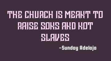 The Church is meant to raise sons and not slaves