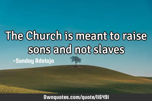 The Church is meant to raise sons and not