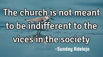 The church is not meant to be indifferent to the vices in the society