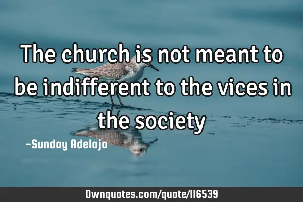 The church is not meant to be indifferent to the vices in the