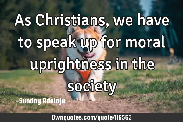 As Christians, we have to speak up for moral uprightness in the