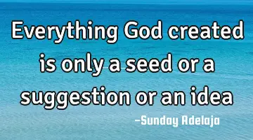 Everything God created is only a seed or a suggestion or an idea