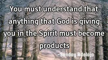You must understand that anything that God is giving you in the Spirit must become products