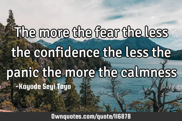 The more the fear the less the confidence the less the panic the more the