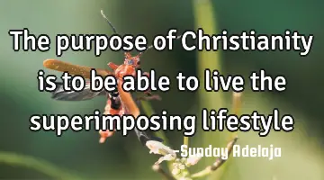 The purpose of Christianity is to be able to live the superimposing lifestyle