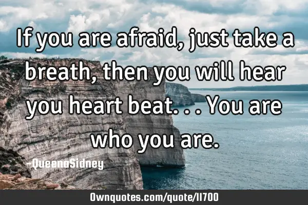 If you are afraid, just take a breath, then you will hear you heart beat... You are who you