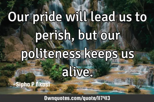 Our pride will lead us to perish, but our politeness keeps us