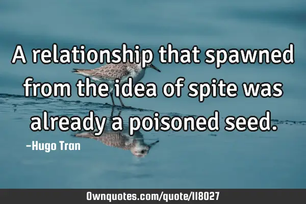 A relationship that spawned from the idea of spite was already a poisoned