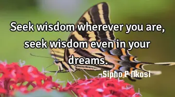 Seek wisdom wherever you are, seek wisdom even in your dreams.
