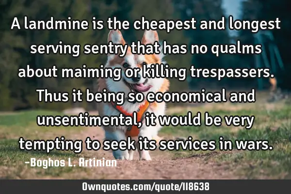 A landmine is the cheapest and longest serving sentry that has no qualms about maiming or killing