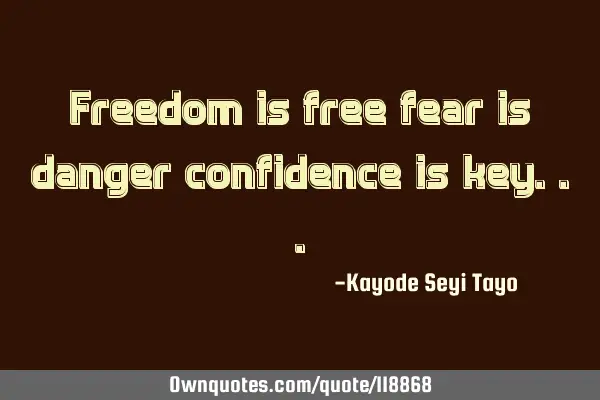 Freedom is free fear is danger confidence is