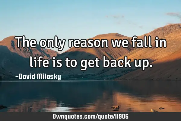 The only reason we fall in life is to get back