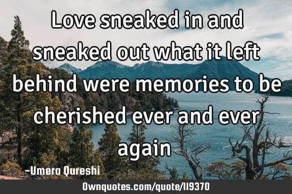 Love sneaked in and sneaked out what it left behind were memories to be cherished ever and ever