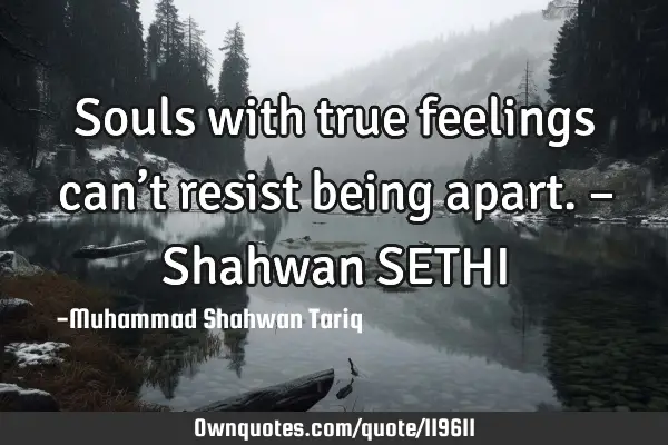 Souls with true feelings can’t resist being apart. – Shahwan SETHI