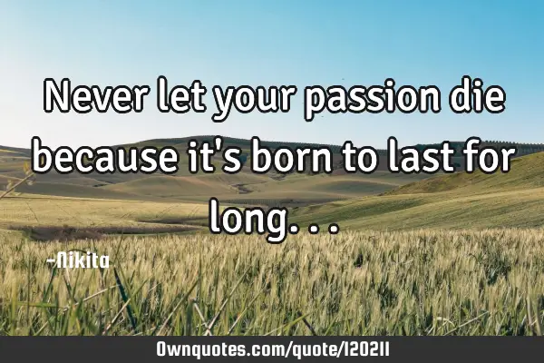 Never let your passion die because it