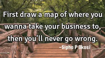 First draw a map of where you wanna take your business to, then you'll never go wrong.