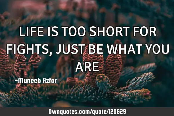 LIFE IS TOO SHORT FOR FIGHTS,JUST BE WHAT YOU ARE