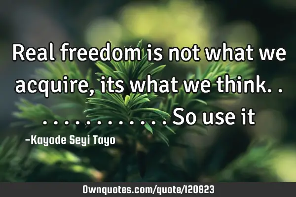 Real freedom is not what we acquire, its what we think..............so use