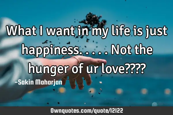 What I want in my life is just happiness.....not the hunger of ur love????