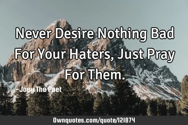 Never Desire Nothing Bad For Your Haters, Just Pray For T