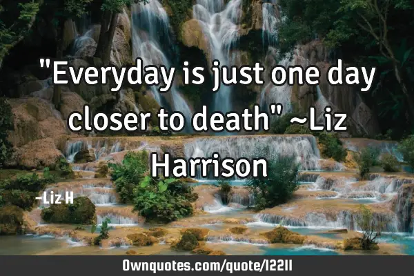 "Everyday is just one day closer to death" ~Liz H