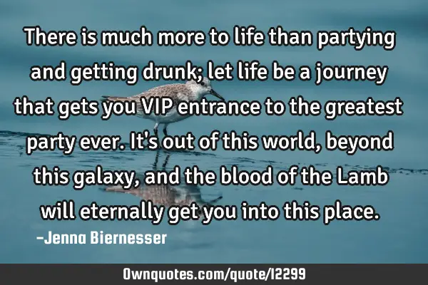 There is much more to life than partying and getting drunk; let life be a journey that gets you VIP
