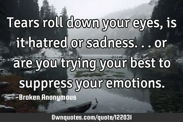 Tears roll down your eyes, is it hatred or sadness... or are you trying your best to suppress your