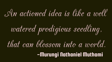 An actioned idea is like a well watered prodigious seedling, that can blossom into a world.