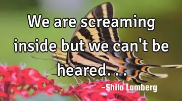 We are screaming inside but we can't be heared...