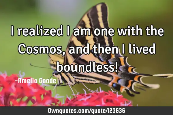 I realized I am one with the Cosmos, and then I lived boundless!