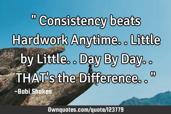" Consistency beats Hardwork Anytime.. Little by Little.. Day By Day.. THAT