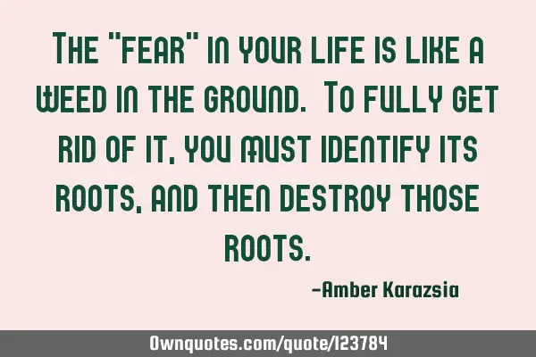 The "fear" in your life is like a weed in the ground. To fully get rid of it, you must identify its
