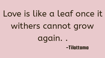 Love is like a leaf once it withers cannot grow