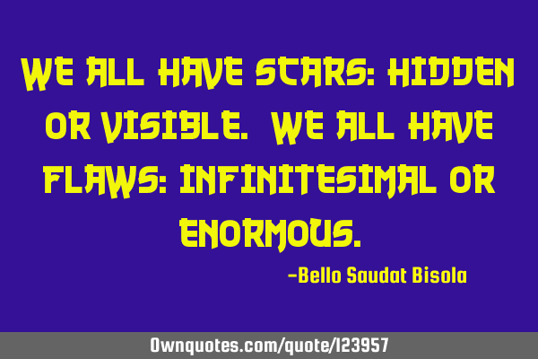 We all have scars: hidden or visible. We all have flaws: infinitesimal or