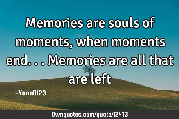 Memories are souls of moments, when moments end...memories are all that are