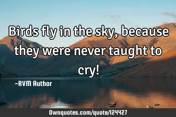 Birds fly in the sky, because they were never taught to cry!