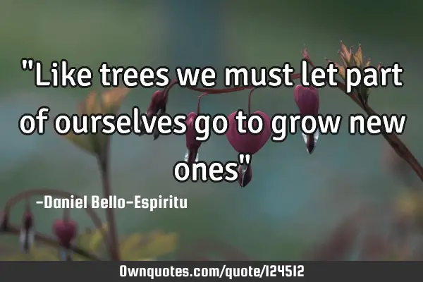 "Like trees we must let part of ourselves go to grow new ones"