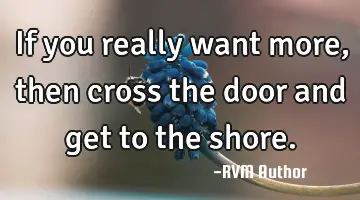 If you really want more, then cross the door and get to the shore.