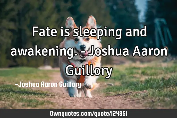 Fate is sleeping and awakening. - Joshua Aaron G