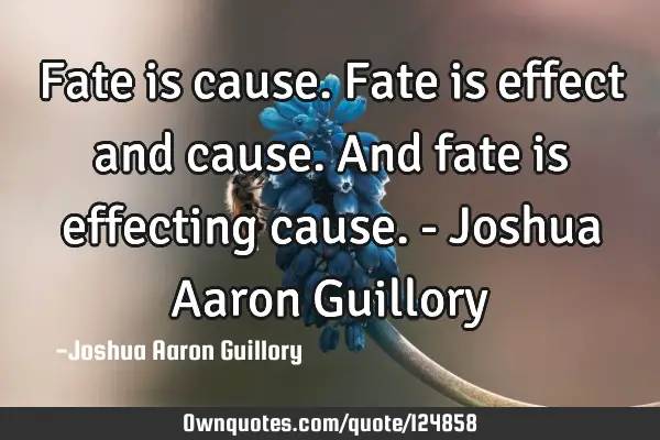Fate is cause. Fate is effect and cause. And fate is effecting cause. - Joshua Aaron G