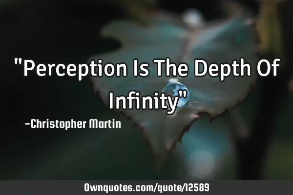 "Perception Is The Depth Of Infinity"